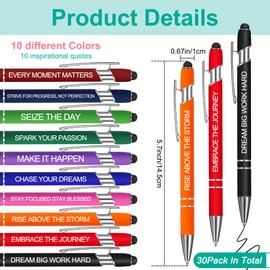 30pcs Motivational Pens Pens Bulk Multipack Inspirational Pens Positivity Pens Motivational Gifts Positive Messages With Stylus Tips Office Pens Black Ink For Women Men School Writing Pen With Sayings