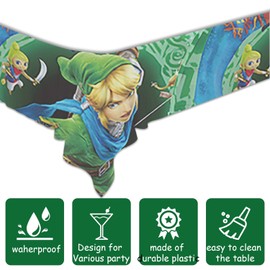 2Pcs Zeldas Tablecloth Disposable Tablecover Birthday Party Supplies and Decorations for Kid Boy Baby Shower Rectangle Tables 70"X42",2 Pack