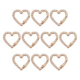 PATIKIL Heart Keychain Clip, 10 Pcs Crystal Heart Key Ring Snap Hook Clip Zinc Alloy Trigger Spring Buckle for Keychains Bags Purses Handbag Jewelry Making, Light Gold