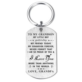 Grandson Granddaughter Keychain Gifts from Grandma Grandpa for Birthday Graduation Gifts