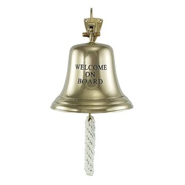 NKlaus Maritime Bell 'Welcome On Board' Brass 15 cm - Perfect for Nautical Accents Retro Decoration 16087