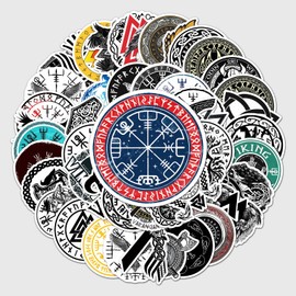 100 Pieces Norse Decor Viking Stickers Small Size for Water Bottles Tumblers, Waterproof Runic Norse Pagan Symbol Decals for Laptop Luggage Viking Decor Accessories for Men