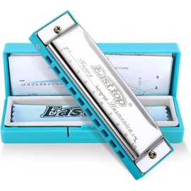 Easttop Blues Harmonica Diatonic 10 Holes C Key Happy Harmonica Mouth Organ for Beginner Kids Gift Carrying Plastic Case Clean Cloth and Manual Jazz Folk:_T10-4S-PKSR