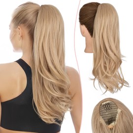 SEGOHAIR Ponytail Extensions - 22 Inch Curly Drawstring Ponytails Hair Extension-Synthetic Hair-105g Beautiful Curled Ends for a Natural Look-Hair Pieces for Women Withered Yellow