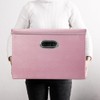 PRANDOM Large Stackable Storage Bins with Lids [3-Pack] Leather Fabric