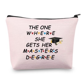 Masters Degree Graduation Gifts for Her Makeup Bag The One Where She Gets Her Masters Degree Students Gifts Cosmetic Travel Bag Zipper Pouch (Masters Degree Bag)
