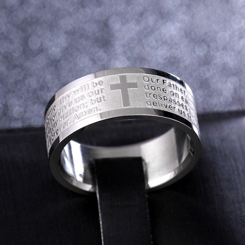 ZENSE - Men's ring with Our Father prayer Latin cross