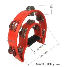 Tambourine for Adults, Handheld Tambourine with Metal Clamps, Tamborines Musical Instrument, Crescent Percussion Tambourine, Double Row Tambourine (Green)