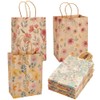 Beebeecraft 16Pcs 4 Styles Floral Gift Bags with Handles 8.3x5.9x3.2