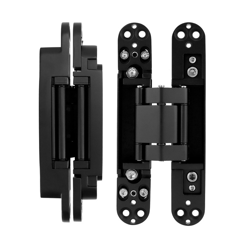 QWORK Adjustable Hidden Door Hinges (2-Pack), 6" Zinc Alloy Swing