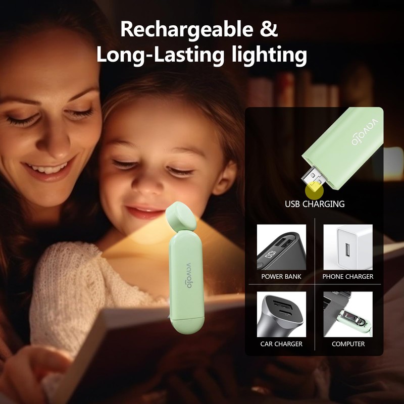 VAVOFO USB Rechargeable Book Light, Blue Light Blocking, Amber Light