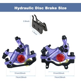 Mgoodoo MTB Hydraulic Disc Brake Set, Bicycle Disc Brake Sets Front and Rear Line Pulling Hydraulic Disc Brake, Purple
