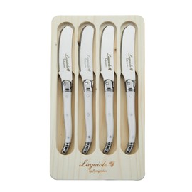 FlyingColors Laguiole Butter Knives / Spreaders Set, Stainless Steel,White, 4 Piece