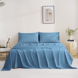 MCO Bedding Full Bed Sheets Set - Soft Bed Sheets - Cooling Breathable Bedding Set with 16" Deep Pocket (4 Pieces, Full, Blue Heaven)