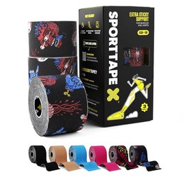 3 Rolls SPORTTAPE Kinesiology Tape - 5cm x 5m Roll - Punk | Kinetic Physio Tape for Muscle Injury | Sports Tape Strapping for Knee Pain, Joint Support, Blisters | Waterproof & Hypoallergenic