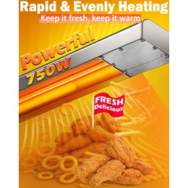 36-Inch Food Heat Lamp Warmer - Stainless Steel Infrared Strip Electric Heater 2 in 1 Overhead & Haning Food Warmer Light Commercial Grade for Restaurant Buffet Catering Kitchen BBQ 750W, Silver