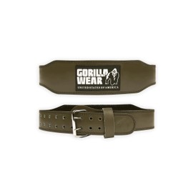 GORILLA WEAR 4 Inch Padded Leather Lifting Belt - Army Green 2XL/3XL