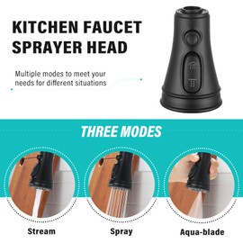 Kitchen Faucet Head Replacement with 9 Adapters, 3-Function Pull Down Faucet Head Attachment, Pull Out Kitchen Faucet Spray Nozzle