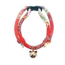 PetSoKoo Cat Collar with Kitty Face Bell. Cute Japan Chirimen Kitten Collar. Soft & Lightweight.