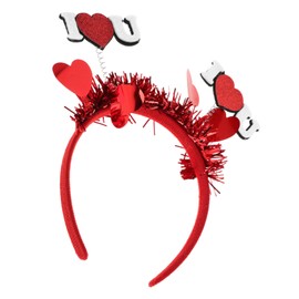 TOVINANNA Red Heart Sequin Headband for Couples Romantic Love Heart Hair Accessories for Weddings Bridal Showers and Holiday Celebrations Comfortable and Durable Design