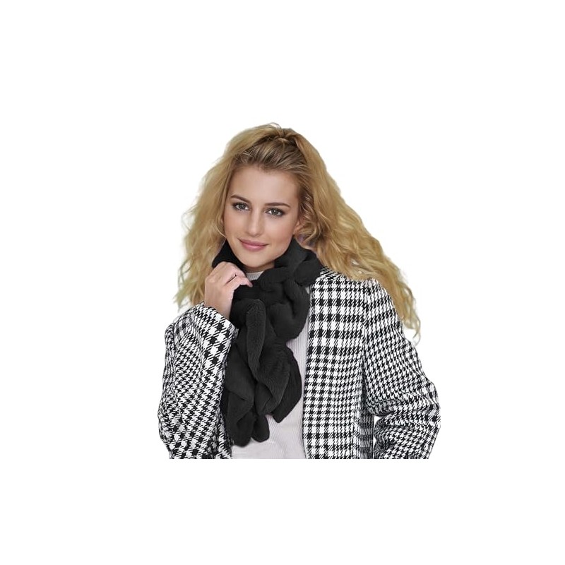 Lina & Lily Elastic Ruffle Faux Fur Women's Winter Pull-through