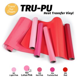 TransOurDream Tru-PU Heat Transfer Vinyl Rolls, Lotus Pink 12'' x 5ft HTV Vinyl for Explore AIR 2, Maker, Cameo, Matte Pink Iron on Vinyl for T-Shirts, Thinner, Soft, Sticky, Unprintable