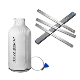 POWERTEC 13 Inch Planer Blades 3pcs for DeWalt DW735, DW735X Planer, Replacement for DW7352 Planer Knives, and 30 Micron Filter Dust Collector Bag w/4" Key Hose Clamp, Fits Woodworking Machine (12842)