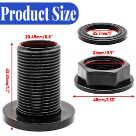 6 conectores de tanque de agua de doble rosca para mamparo de PVC, macho de 3/4 pulgadas de 1/2 pulgadas hembra para barriles de lluvia, acuarios, tanques de agua, bañeras, piscinas, espita