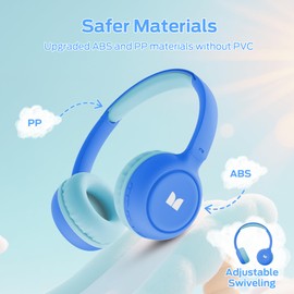Monster Cute SK100 Kids Bluetooth Headphones, 85/94dB Safe Volume Limited, 60 Hours Playtime, Bluetooth 5.3, Over-Ear Toddler Headsets with Built-in Mic, Lightweight Wireless Headphones for Kids, Blue