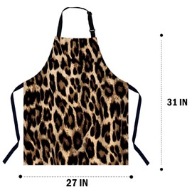 BGBDEIA Leopard Skin Pattern Apron for Women Men, Adjustable Apron Cooking Kitchen Chef Apron for Home Kitchen, Baking Gardening BBQ, Coffee House, Restaurant
