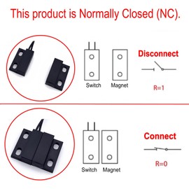 JZK 5 sets Wired Security Contact Sensor Alarms Window Gate Normal Closed Surface Mount Black Magnetic Reed Switch