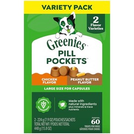 Greenies Pill Pockets for Dogs Large Size, Dog Treat Pouch for Capsule Medication, Variety Pack, 7.9 oz. Pouch