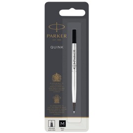 Parker Rollerball Pen Refill | Medium Point | Black QUINK Ink | 1 Count