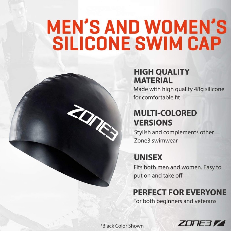 ZONE3 Unisex Sa18scap116/Os Swim Cap, Silver, One Size EU