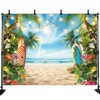 Summer Hawaiian Photography Backdrop Beach Tropical Flower Palm Leaves Surfboard