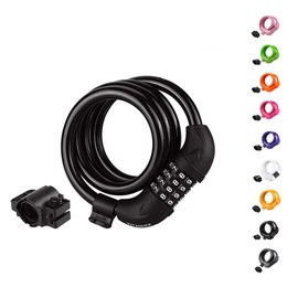 Titanker Bike Lock, Lock for Bike Locks with Combinations Resettable Bike Lock Cable 4 Feet with Mounting Bracket, 1/2 Inch Diameter