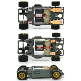 TOMY AFX 1 BULLDOG SRT Super AFX Tomy Turbo FORM HO Slot Car Chassis V.Quick GOLD WHEELS!
