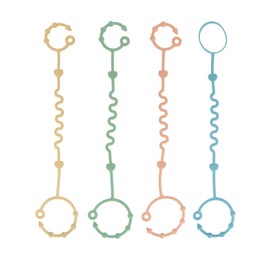 Nuby Silicone Bungee Set - (4-Piece) Tether Set for Pacifiers and Baby Bottles - 0+ Months