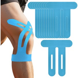 10 Uds Cinta Kinesiologica para Rodilla - Kinesiotape Deportivo para Aliviar Dolor y Prevenir Lesiones Sin Cortes, Adhesivo Suave y Transpirable - Ideal para Correr, Baloncesto y Deportes (Azul)