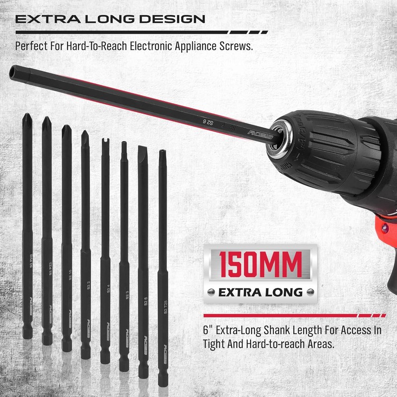 Extra Long Security Bit Set: 32-Piece S2 Steel Screwdriver Drill