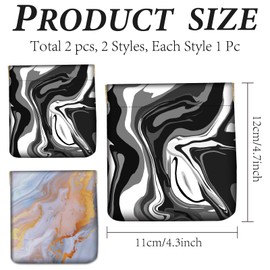 CREATCABIN 2Pcs Snap Closure Organizer Pouch Leather PU Mini Wallet Coin Purse Organizer Storage Pouch Marble Fluid Squeeze Small Makeup Bag Portable Self-Closing Pouches for Women 4.3x4.7Inch