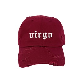 DSY Lifestyle Virgo Lowercase Vintage Distressed Baseball Cap - Unisex Embroidered Distressed Baseball Hat (Pink)