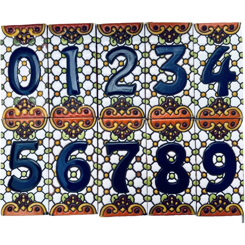Escanver Numero Talavera Tradicional Residencial Casa Decorativo 15cm