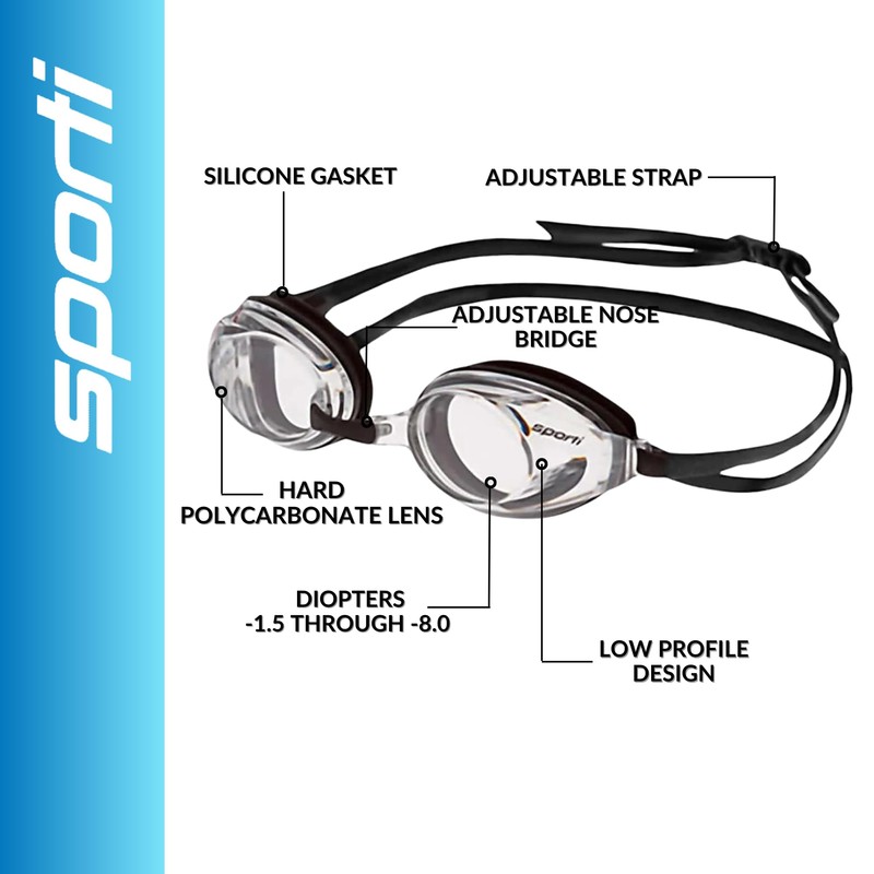 Sporti Gafas ópticas antivaho S2 - Lente transparente/marco negro, negativo