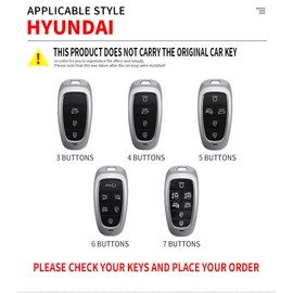 HIBEYO - Funda para llavero de 4 botones para Hyundai Sonata 2020, 2021, 2022, 2023, Santa Fe, accesorios de aleación y material de TPU, doble protector para llave Hyundai Elantra Key-4 botones, color negro