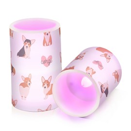 Vdsrup Flameless Candles Set of 2 Funny Welsh Corgi LED Candles with Timer Battery Operated Dog Candle Lights Flickering with Remote for Home Bedroom Decor