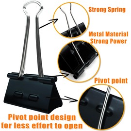 48Pcs Binder Clips(2 Inch), Upgrade Large Binder Clips Heavy Duty Paper Clamps for Office and Home Supplies