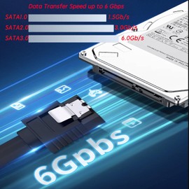 Aoiutrn SATA Cable III, 4 Pack 90 Degree Right Angle to Straight &Straight to Straight 6Gbps 7pin SATA 3.0 Data Transmission Cord with Locking Latch for Hard Drive SSD (Straight+Angled（2Black+2Red）)