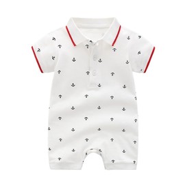 Auro Mesa Baby Boys Polo Romper Short Sleeve Collared Cotton One-Piece Coverall Summer Baby Stuffs outfits