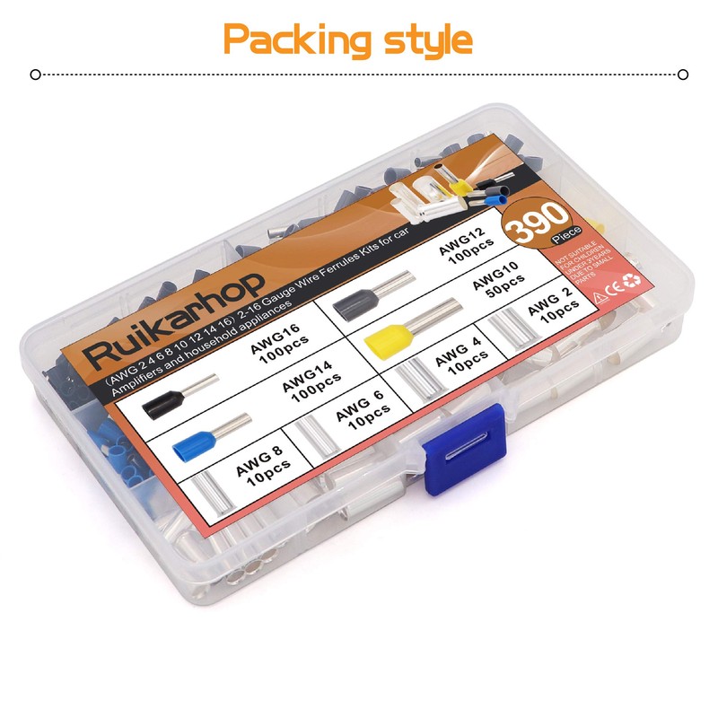 390pcs AWG (2 4 6 8 10 12 14 16)